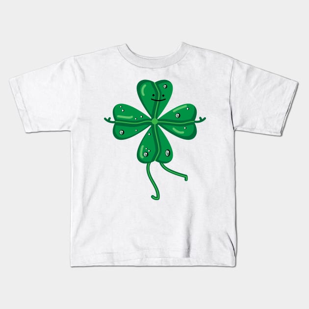 Funny dancing shamrock Kids T-Shirt by spontania